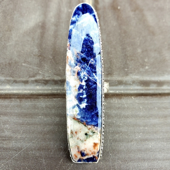 New Huge Sodalite 925  Silver Statement Ring. - Picture 4 of 16